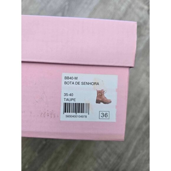 INNOVATION Leather Laced Up Booties. Taupe. Size 6 - Picture 7 of 7